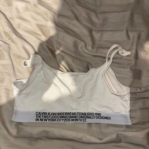 Calvin Klein Cream/White Logo Band Cotton Bralette